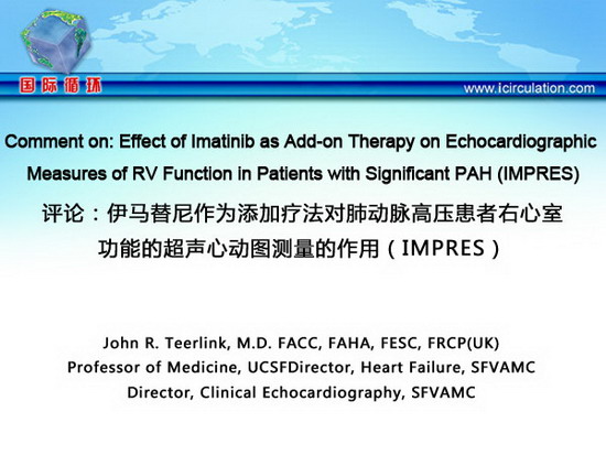 评论：伊马替尼作为添加疗法对肺动脉高压患者右心室功能的超声心动图测量的作用（IMPRES）
